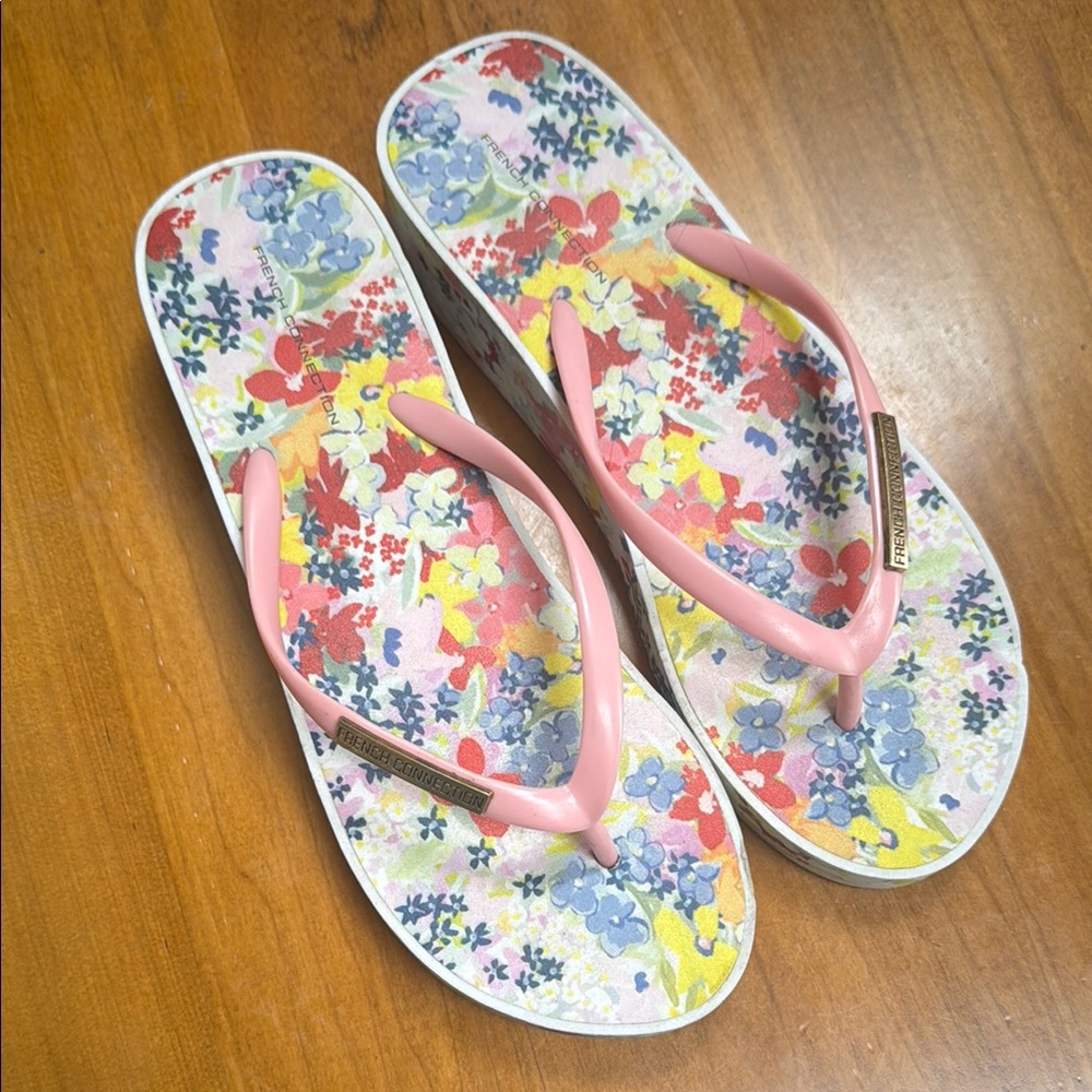 French Connection Pink Floral Sandals